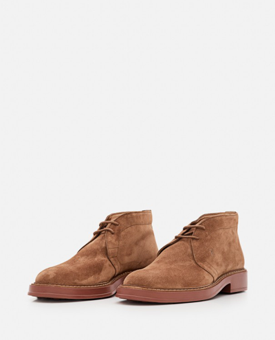 Shop Tod's Beige Suede Boots In Brown
