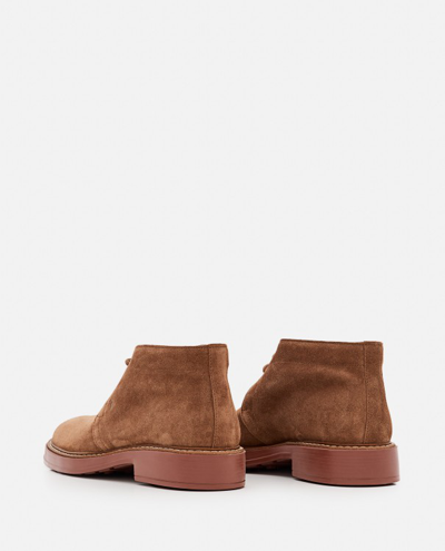 Shop Tod's Beige Suede Boots In Brown