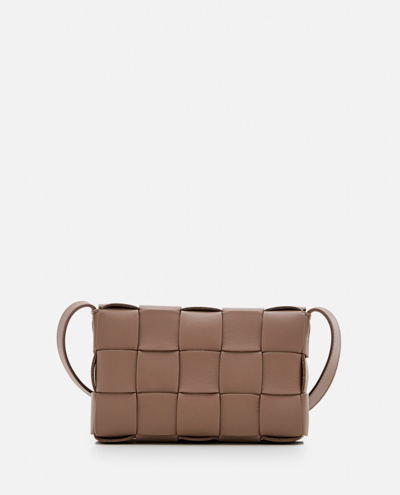 Shop Bottega Veneta Small Cassette Leather Shoulder Bag In Brown