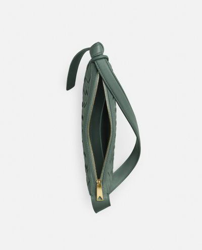 Shop Bottega Veneta Half Moon Leather Shoulder Bag In Green
