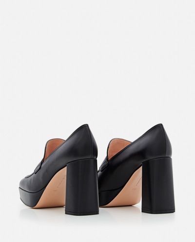 Shop Gianvito Rossi Rouen Leather Loafers With Heel In Black