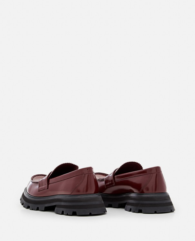 Shop Alexander Mcqueen Leather Loafers In Burgundy