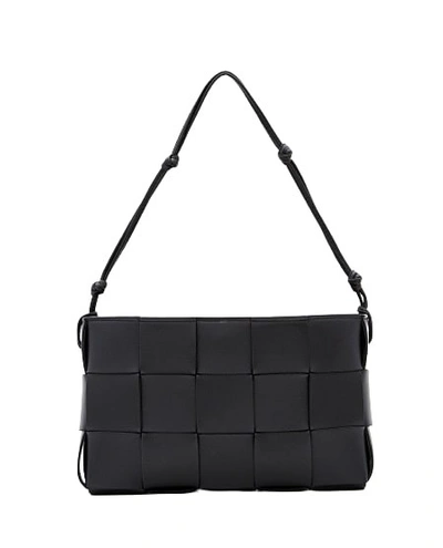 Shop Bottega Veneta Cassette Pouch W/ Strap Leather Shoulder Bag In Black