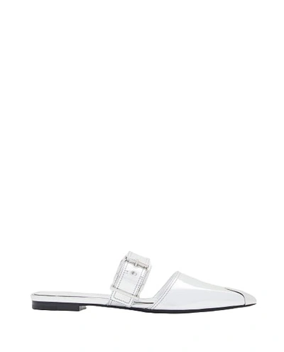 Shop Alexander Mcqueen Mirror Pointed Open Back Sandals In Silver