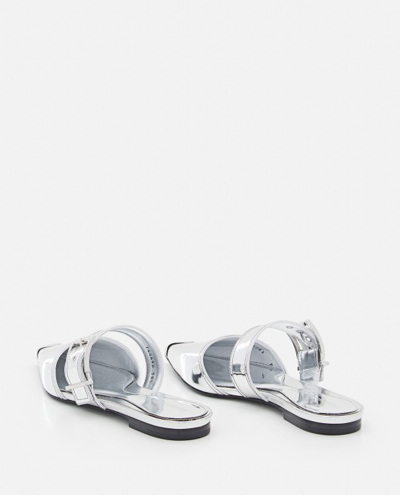 Shop Alexander Mcqueen Mirror Pointed Open Back Sandals In Silver