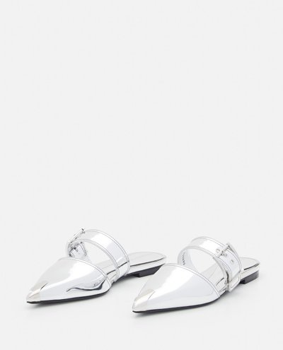 Shop Alexander Mcqueen Mirror Pointed Open Back Sandals In Silver