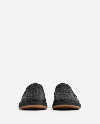 Shop Bottega Veneta Slip-on Leather Sneakers In Black