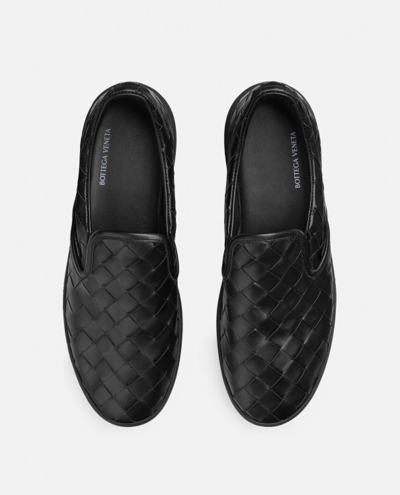 Shop Bottega Veneta Slip-on Leather Sneakers In Black