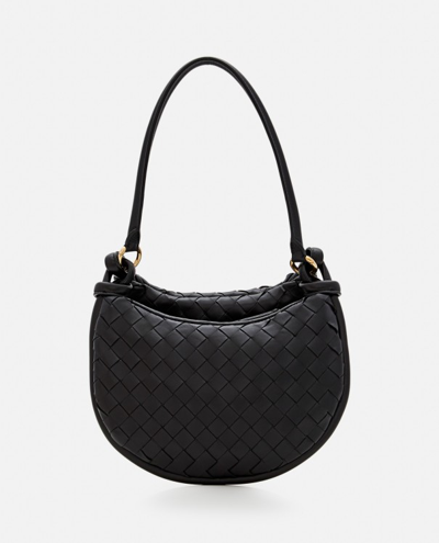 Shop Bottega Veneta Gemini Small Leather Shoulder Bag In Black