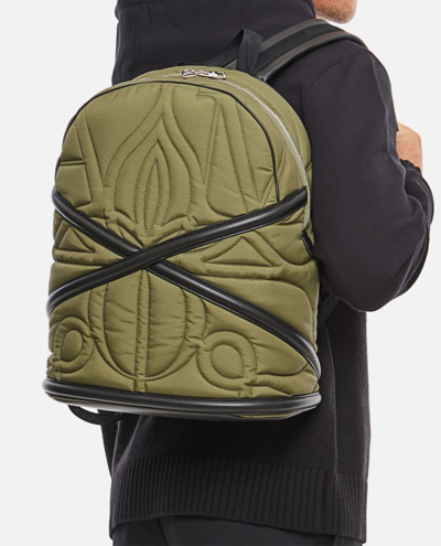 Alexander Mcqueen Green Double Shoulder Strap Backpack In Green