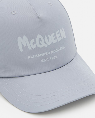 Shop Alexander Mcqueen Tonal Graffiti Hat In Blue