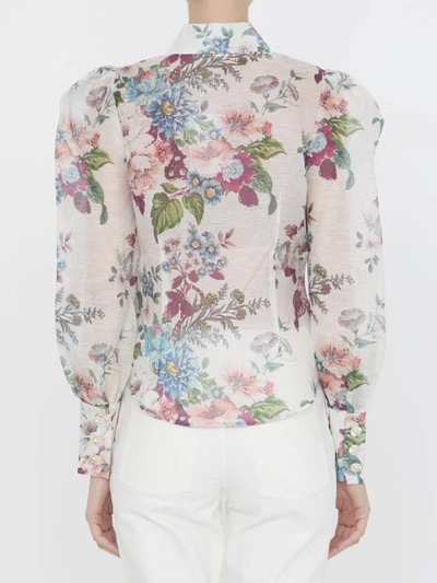 Shop Zimmermann Matchmaker Floral Body Shirt In Ivory