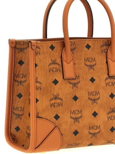 Shop Mcm Small 'münchen Visetos' Shopping Bag In Brown