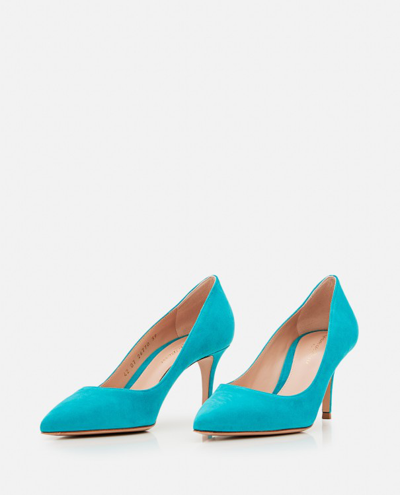 Shop Gianvito Rossi Turquoise Suede Pumps In Blue