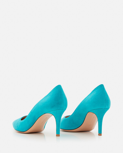 Shop Gianvito Rossi Turquoise Suede Pumps In Blue