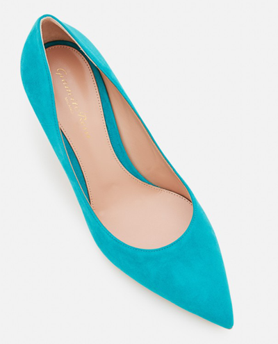 Shop Gianvito Rossi Turquoise Suede Pumps In Blue