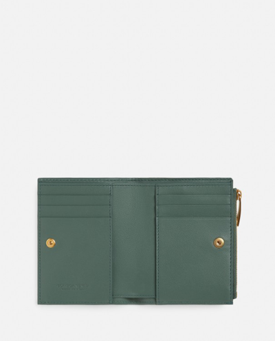 Shop Bottega Veneta Leather Card Holder With Zip In Green