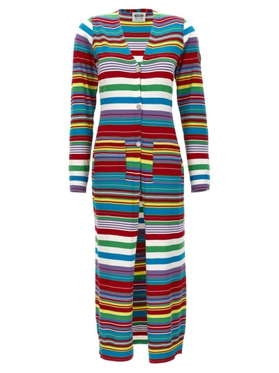 Shop Mo5ch1no Jeans Striped Cardigan In Multicolor