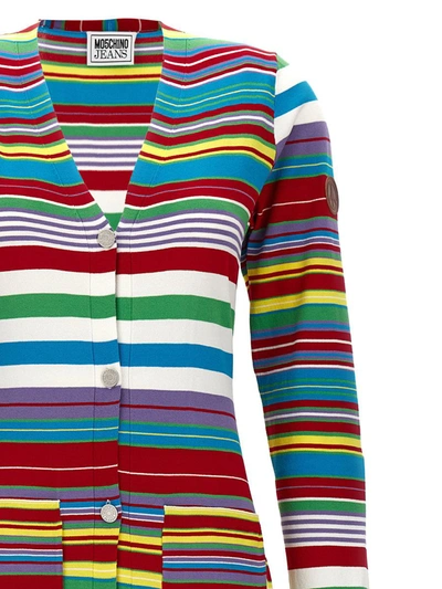 Shop Mo5ch1no Jeans Striped Cardigan In Multicolor