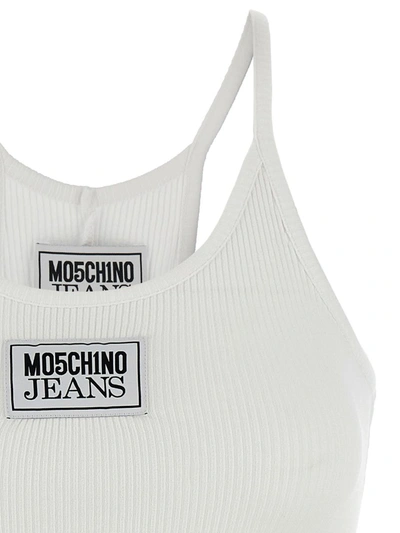 Shop Mo5ch1no Jeans Tank Top Logo Label In White