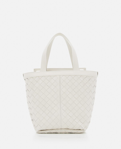 Shop Bottega Veneta Small Flip Flap Leather Tote Bag In White