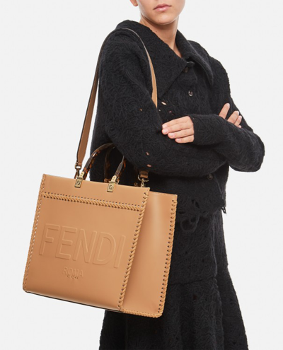 Shop Fendi Sunshine Bag In Brown
