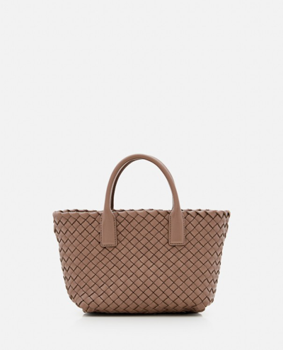 Shop Bottega Veneta Mini Cabat Leather Tote Bag In Brown