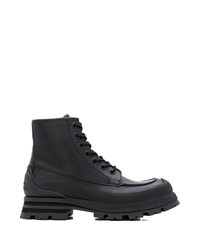 Shop Alexander Mcqueen Leather Boots In Black