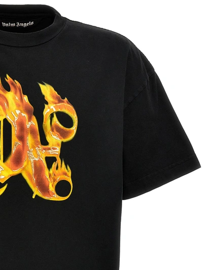 Shop Palm Angels 'burning Monogram' T-shirt In Black