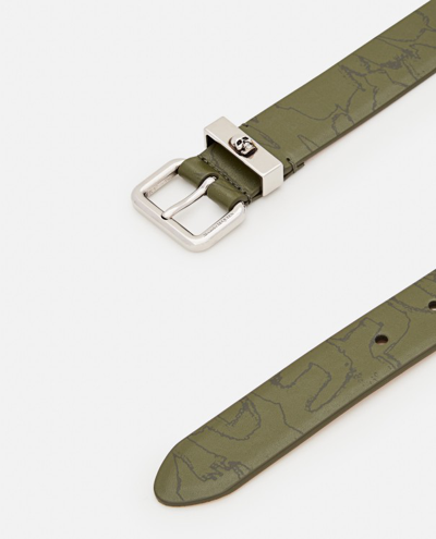 Alexander Mcqueen Skull Loop Leather Belt In Neutrals