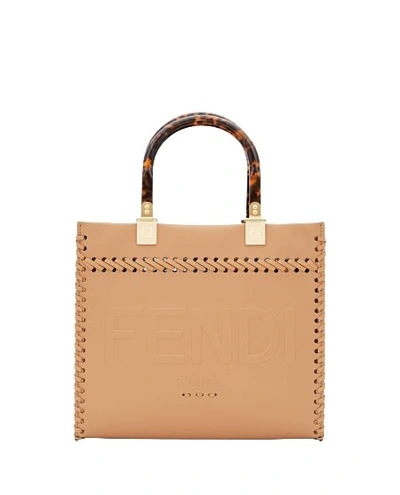 Shop Fendi Beige Sunshine Bag In Brown