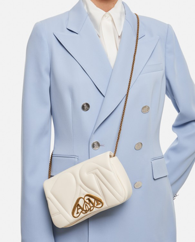 Shop Alexander Mcqueen Mini Seal Leather Shoulder Bag In White