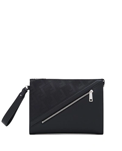 Shop Fendi Ff Pouch Bag In Black