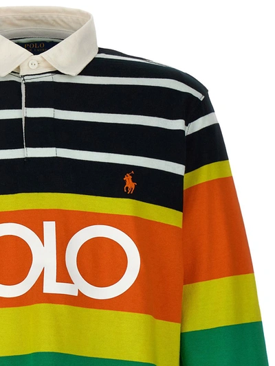 Shop Polo Ralph Lauren Logo Striped Polo Shirt In White
