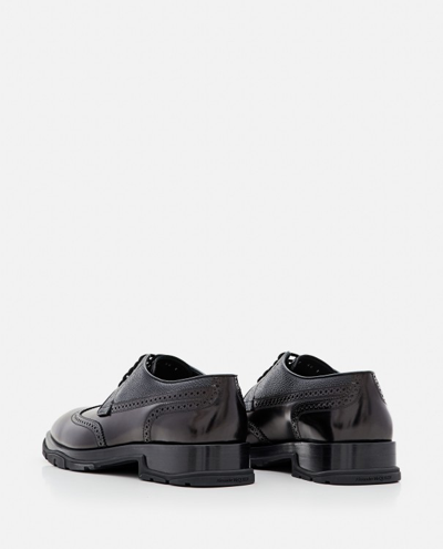 Alexander Mcqueen Black Lace-up Shoes With Quarter-brogue Detail In Leather Man In Black