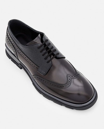 Alexander Mcqueen Black Lace-up Shoes With Quarter-brogue Detail In Leather Man In Black