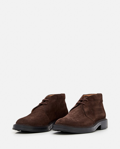 Shop Tod's Brown Suede Boots In Black