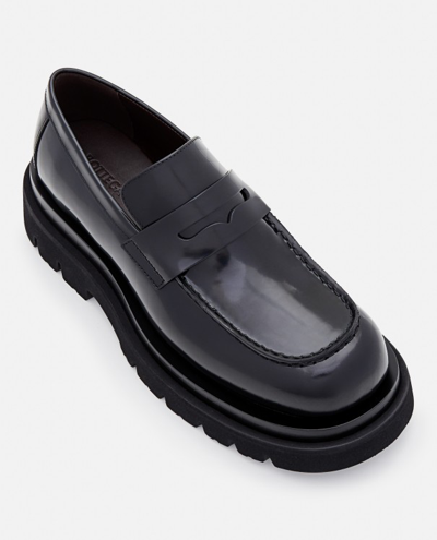 Shop Bottega Veneta Leather Loafers In Black