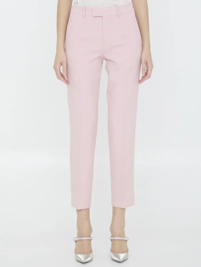 Shop Burberry Wool Tailored Trousers In Pink