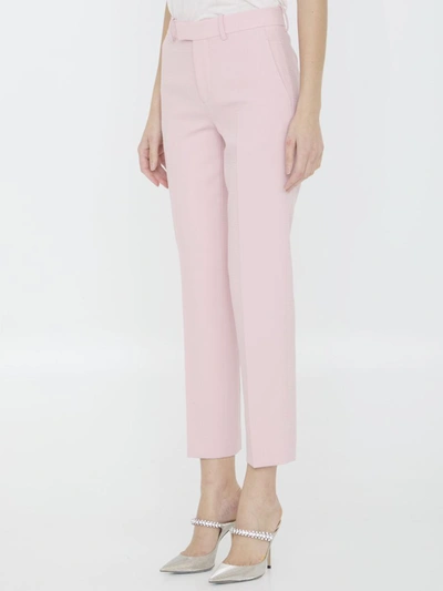 Burberry Wool Cigarette Pants With Pleats In Pink