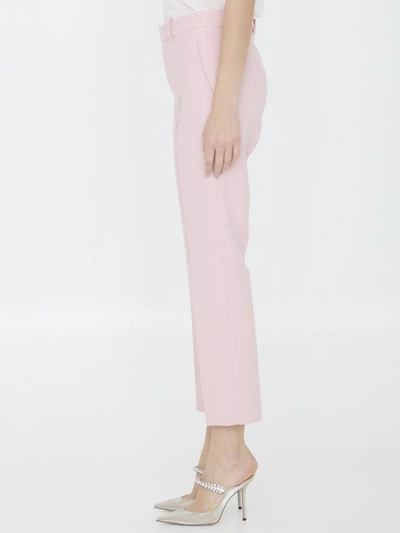 Shop Burberry Wool Tailored Trousers In Pink