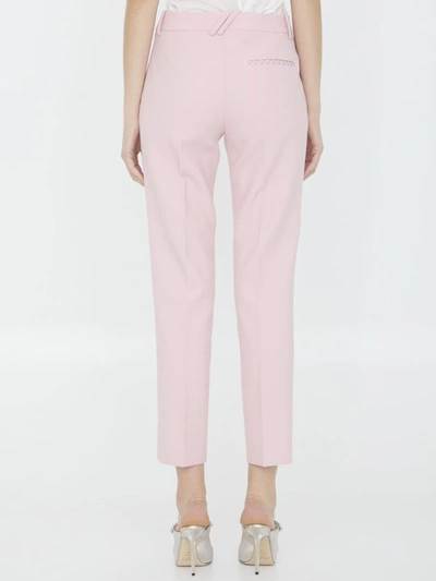 Shop Burberry Wool Tailored Trousers In Pink