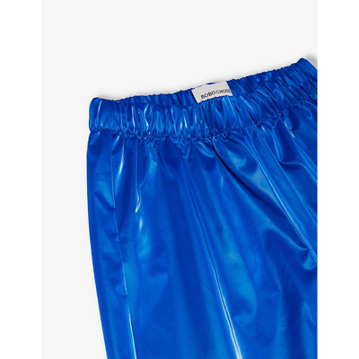 Shop Bobo Choses High-rise Elasticated-waist Metallic Shell Trousers 4-13 Years In Blue