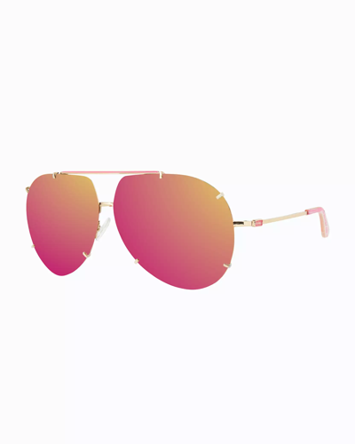 Shop Lilly Pulitzer Adelia Sunglasses In Gold Metallic Fronds Place