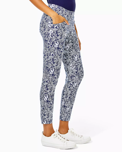 Lilly Pulitzer Upf 50+ Luxletic 28" Corso Pant In High Tide Navy Gday Mate Golf