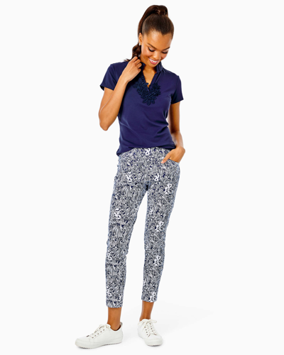 Lilly Pulitzer Upf 50+ Luxletic 28" Corso Pant In High Tide Navy Gday Mate Golf