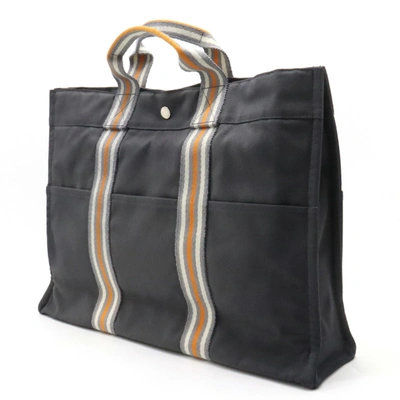 Shop Hermes Hermès Cabas Black Canvas Tote Bag ()