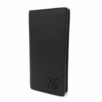 Pre-owned Louis Vuitton Brazza Black Leather Wallet  ()
