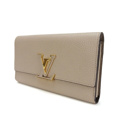 Pre-owned Louis Vuitton Capucines Beige Leather Wallet  ()