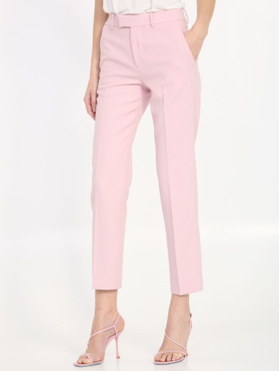 Shop Burberry Wool Tailored Trousers In Pink